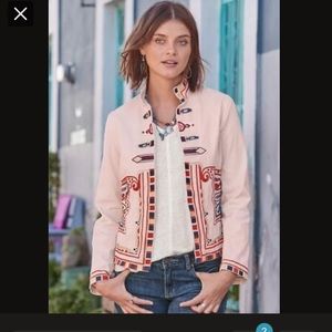 NWOT Carola Light Pink Embroidered Jacket, size XS